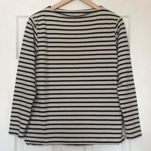 Muji Navy and White Boatneck Shirt French Stripe